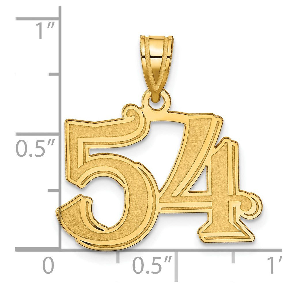 14k Polished Etched Number 54 Pendant