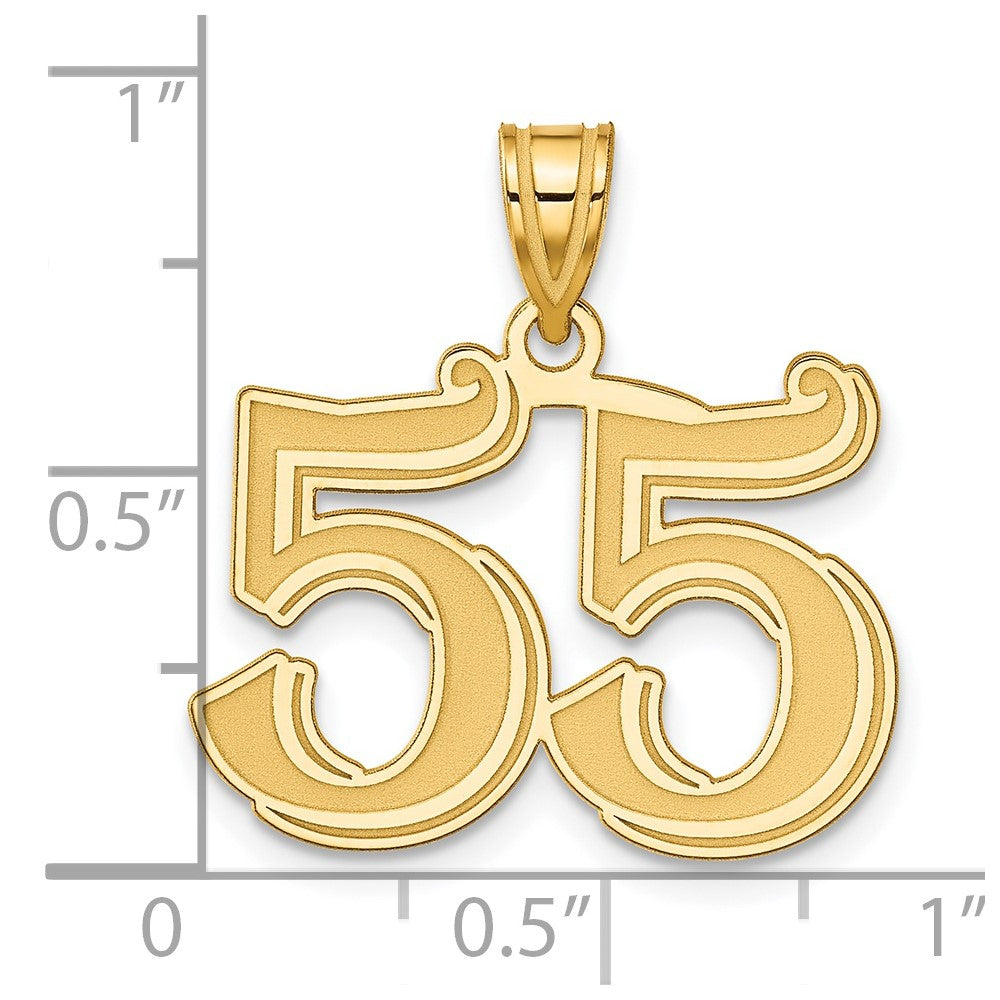 14k Polished Etched Number 55 Pendant