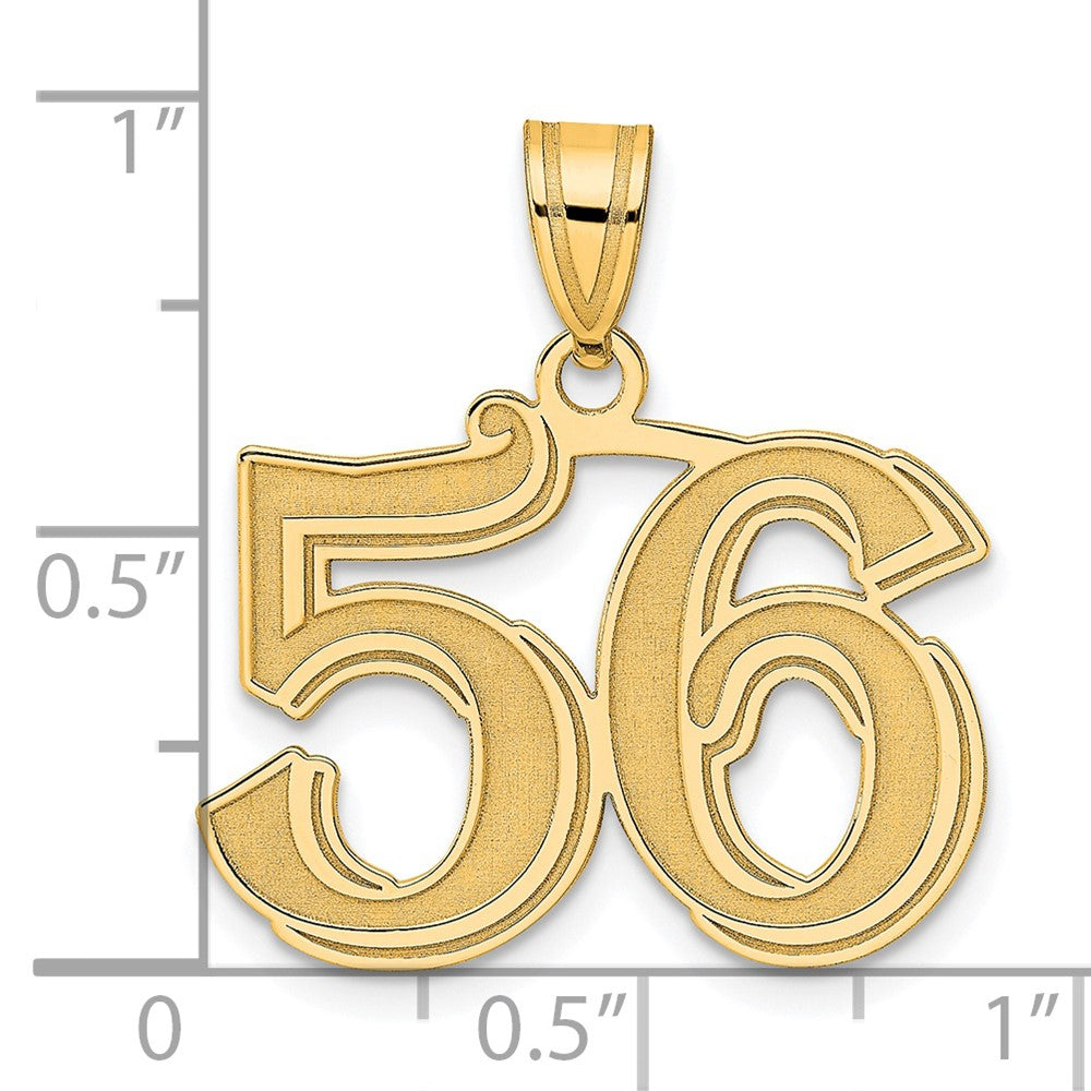 14k Polished Etched Number 56 Pendant