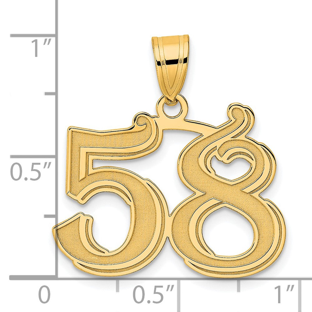 14k Polished Etched Number 58 Pendant