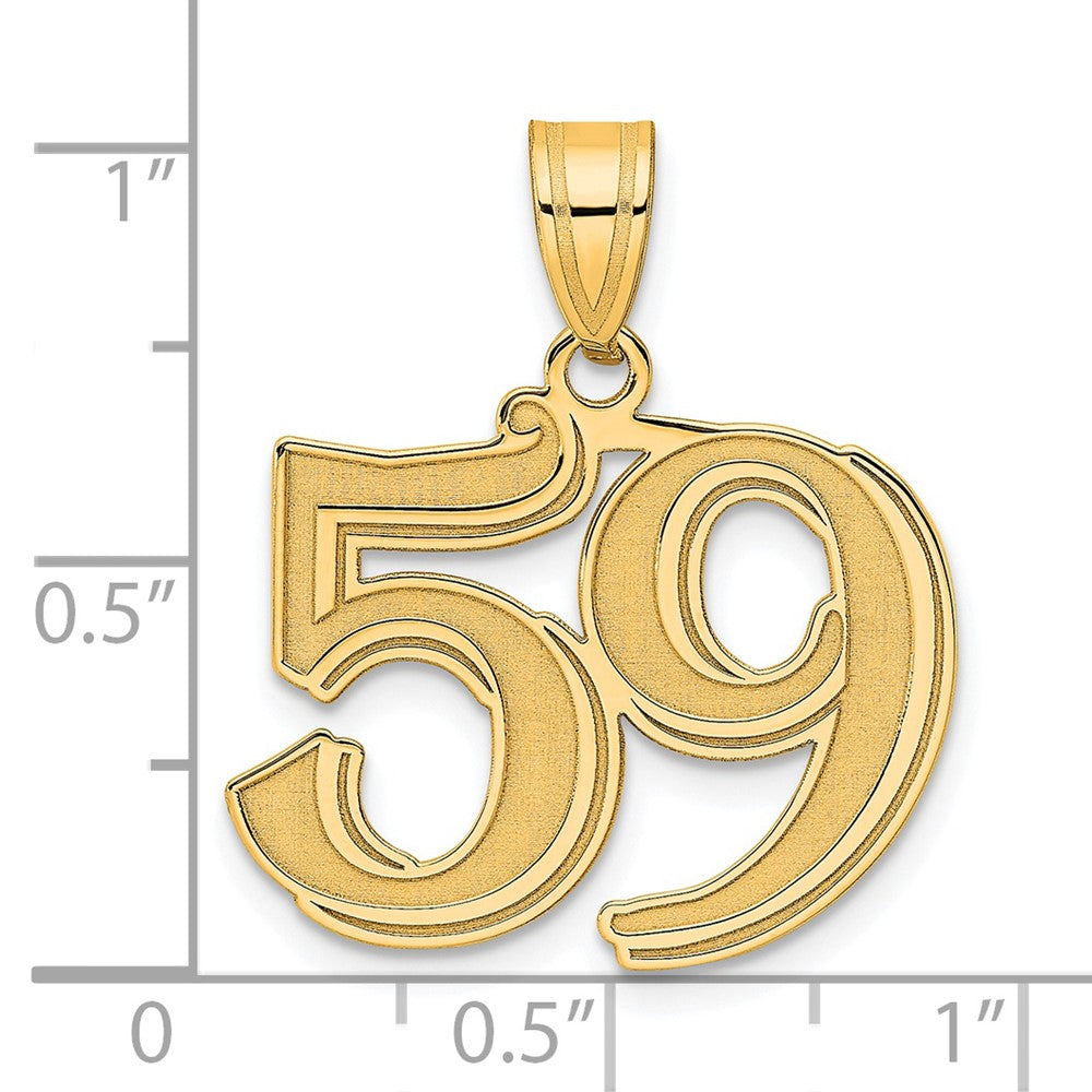 14k Polished Etched Number 59 Pendant
