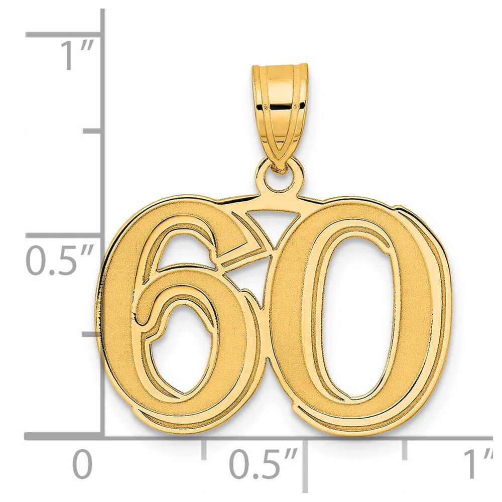14k Polished Etched Number 60 Pendant