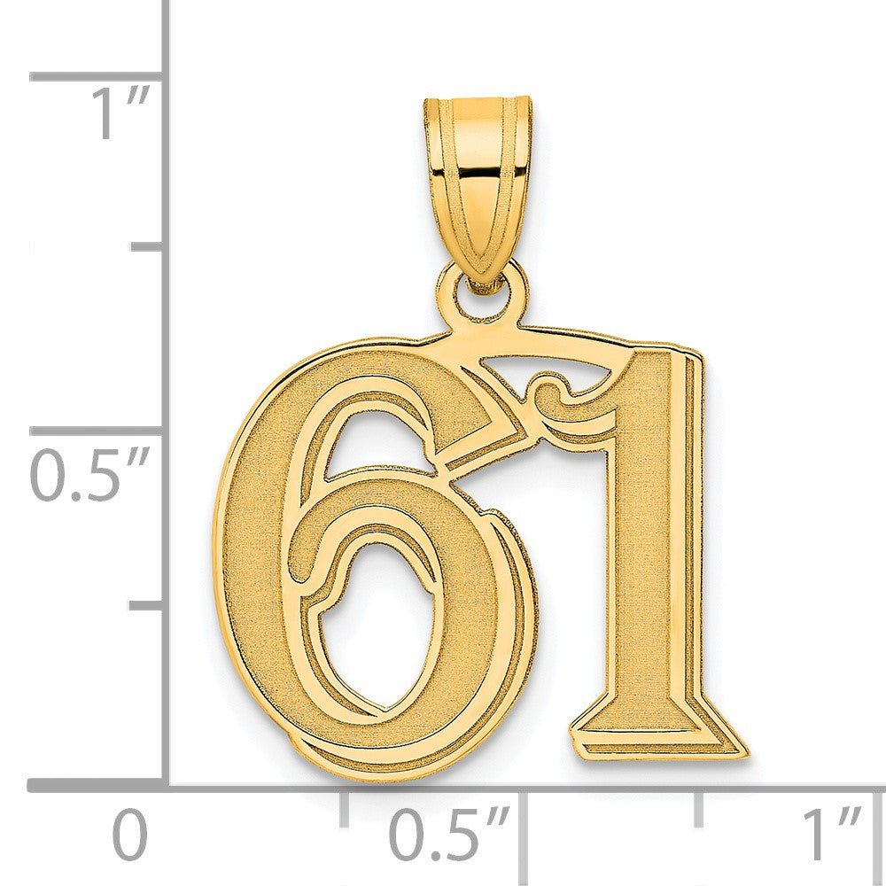 14k Polished Etched Number 61 Pendant
