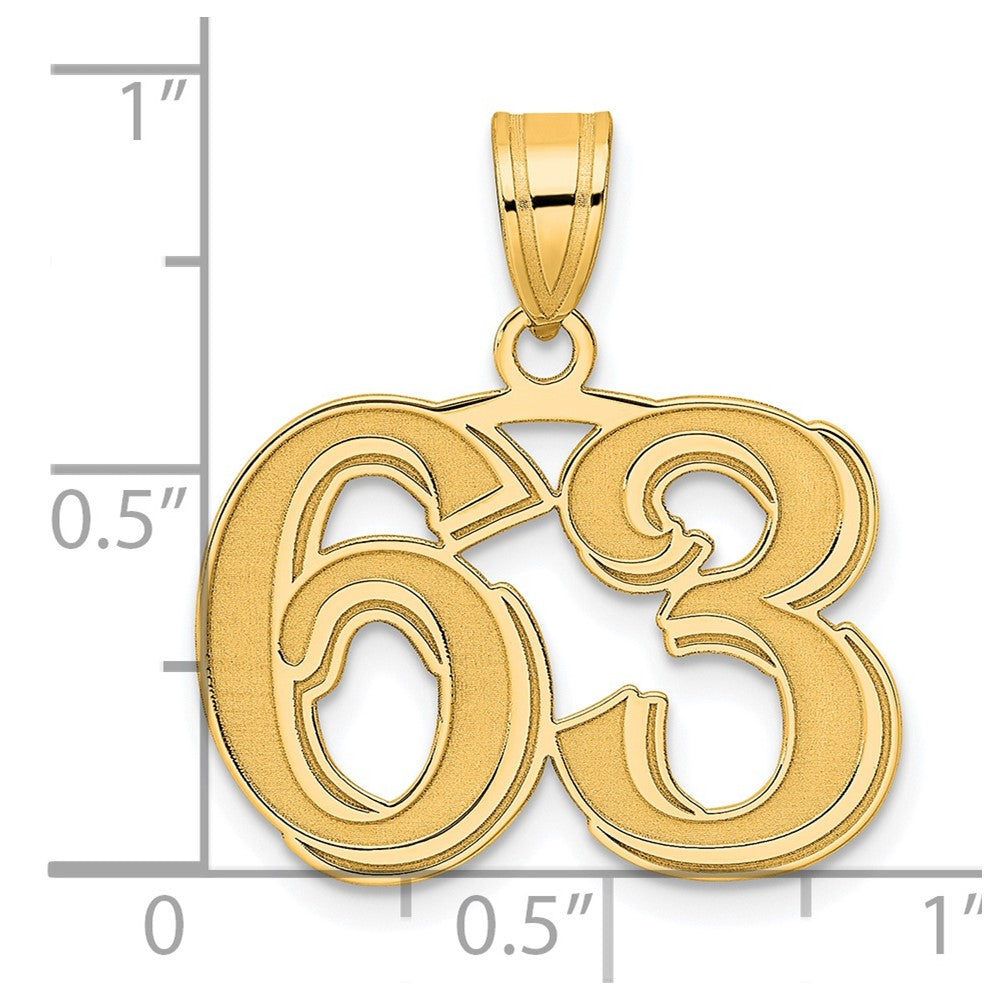 14k Polished Etched Number 63 Pendant