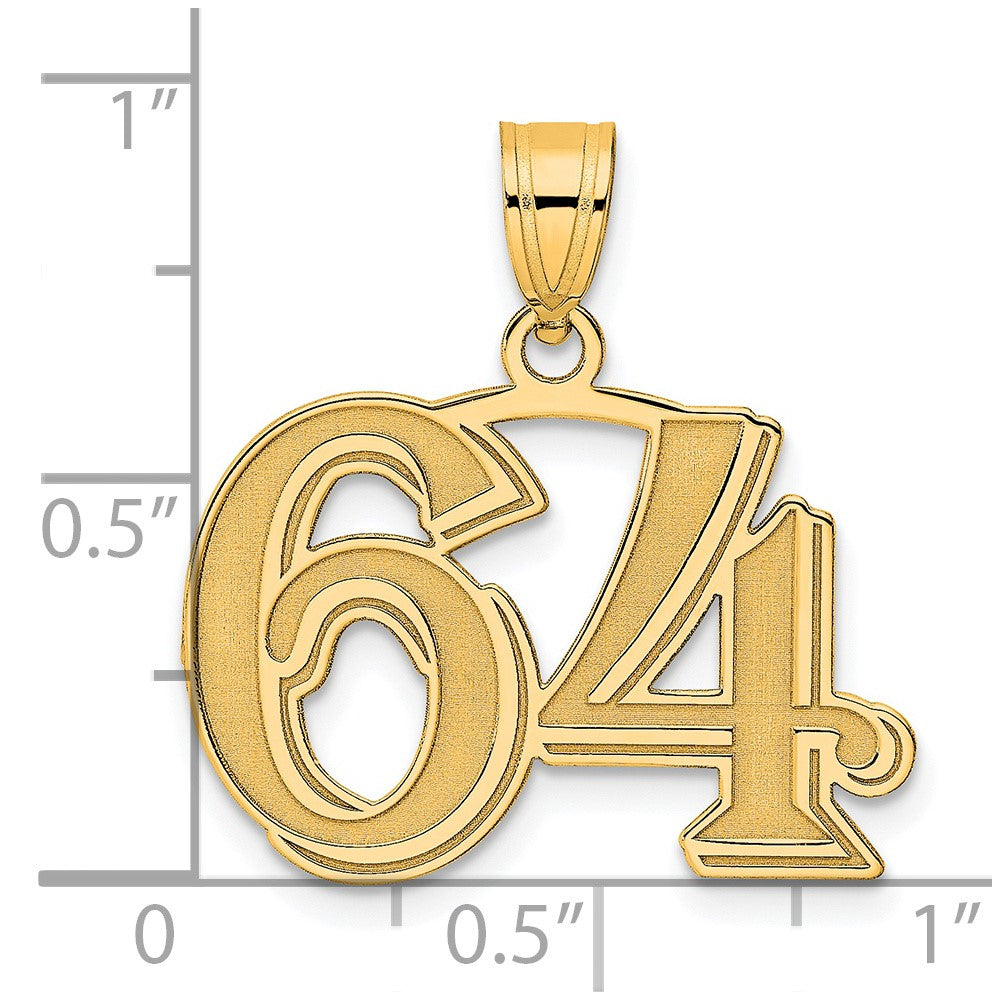 14k Polished Etched Number 64 Pendant