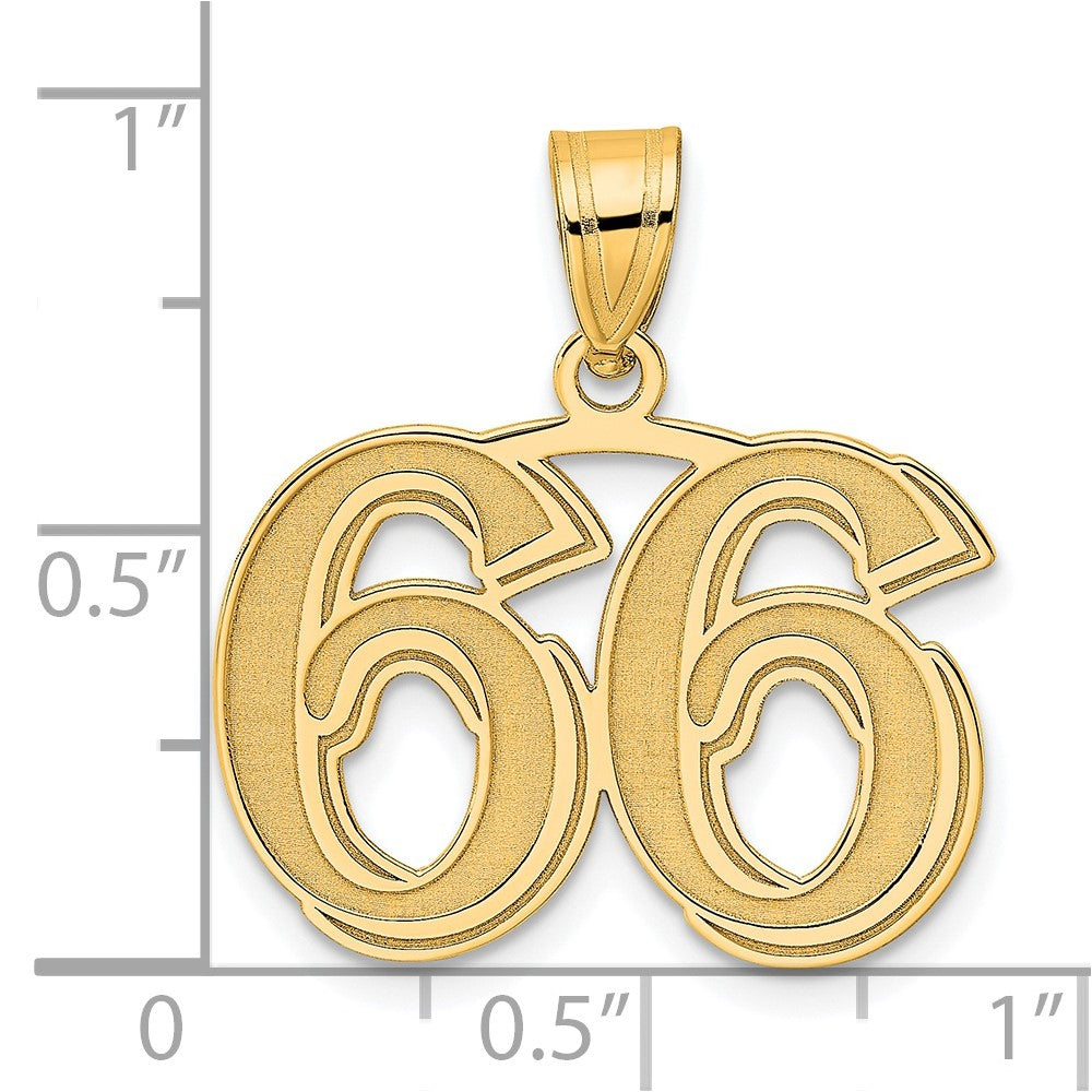 14k Polished Etched Number 66 Pendant