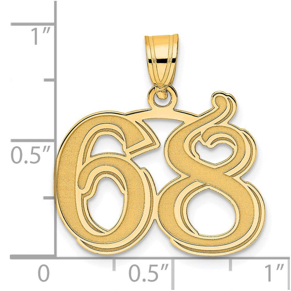 14k Polished Etched Number 68 Pendant