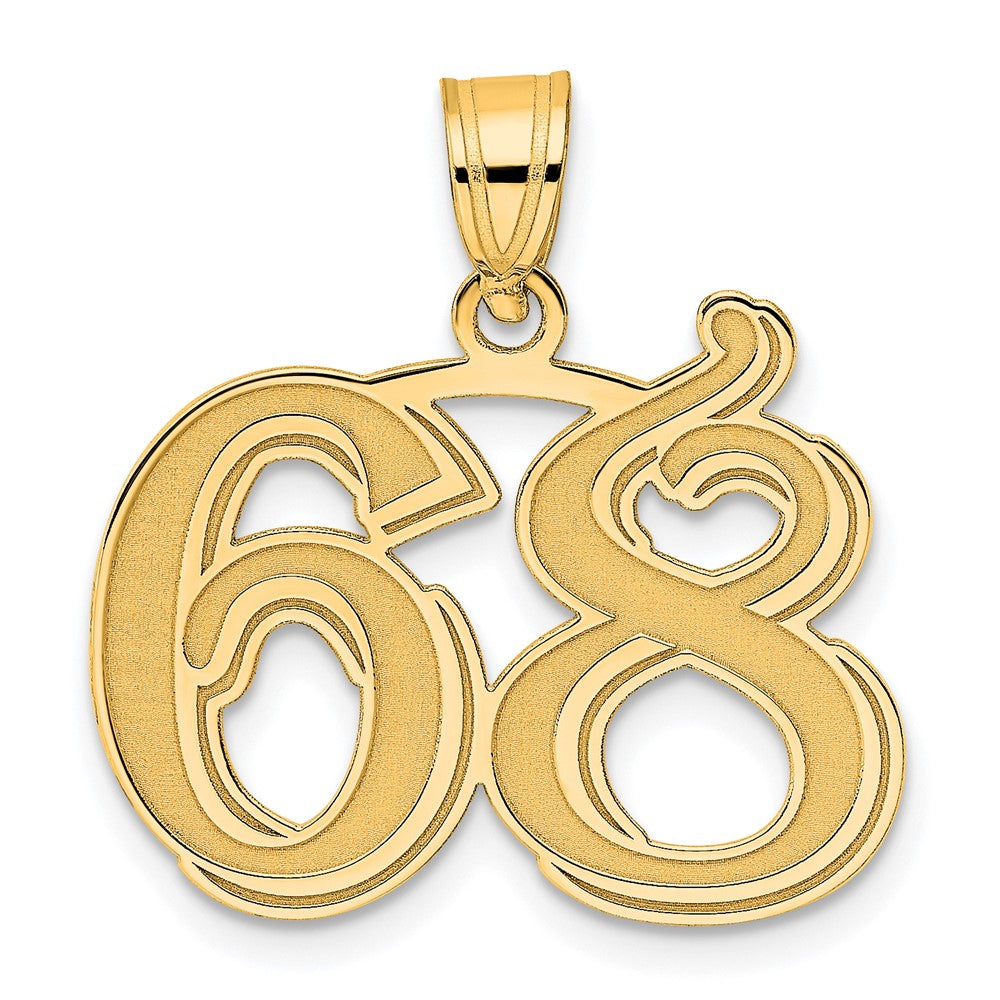 14k Polished Etched Number 68 Pendant