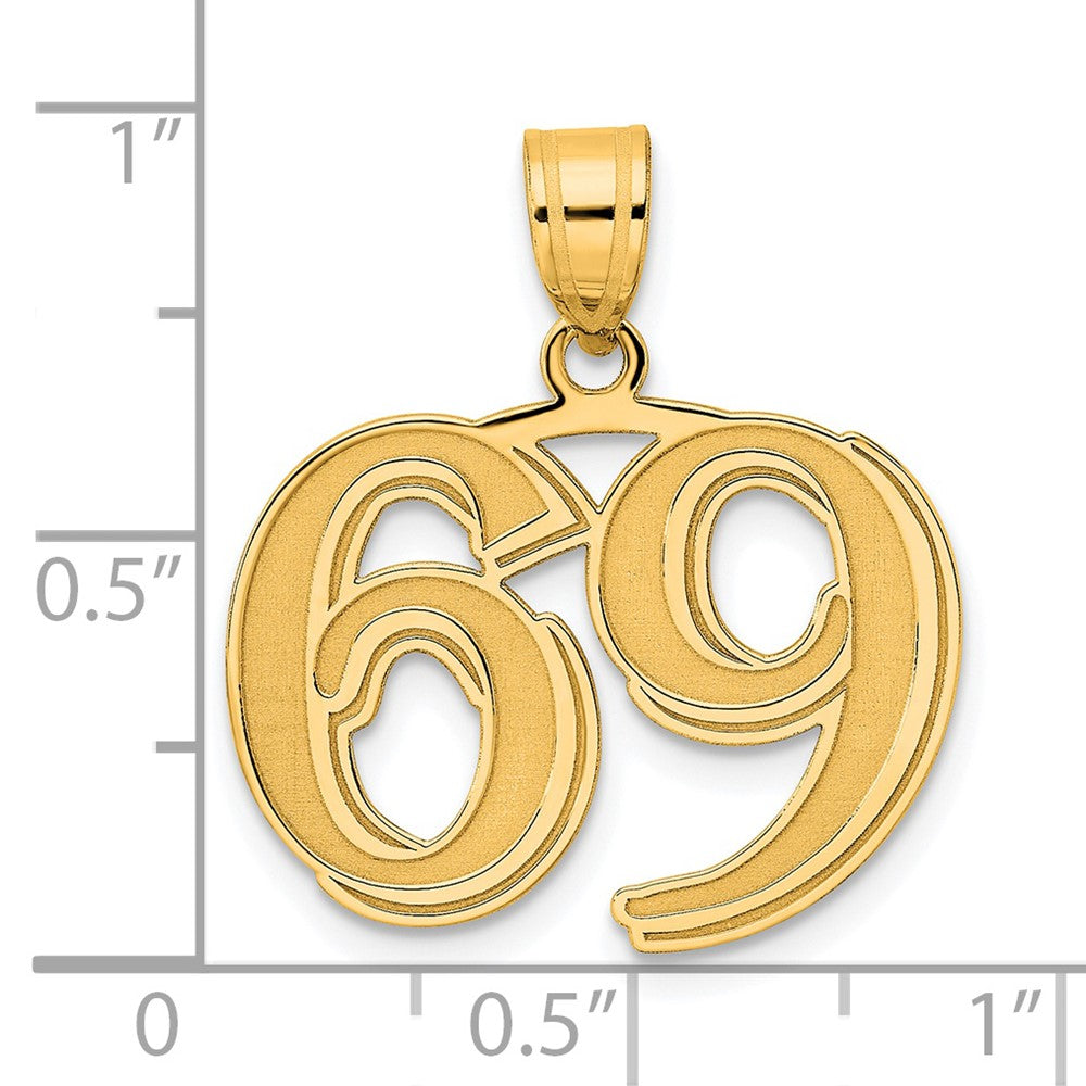 14k Polished Etched Number 69 Pendant