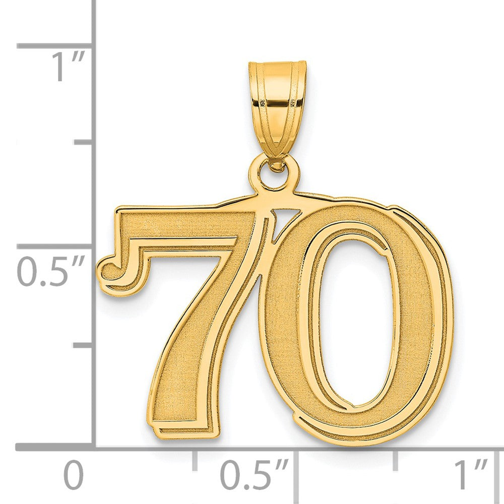 14k Polished Etched Number 70 Pendant