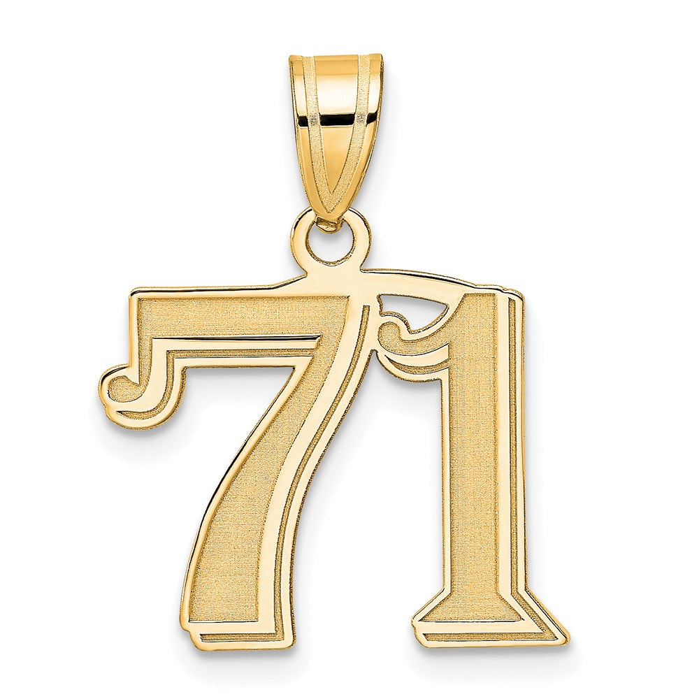14k Polished Etched Number 71 Pendant