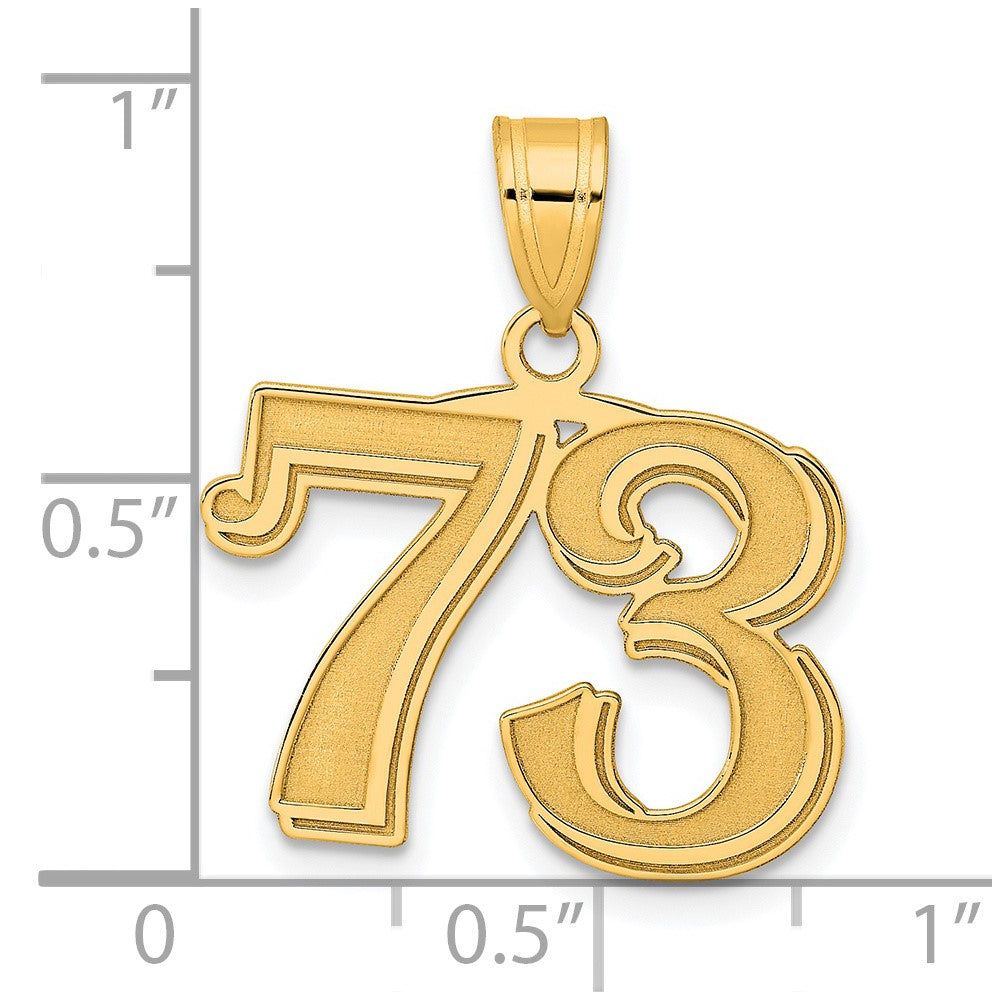 14k Polished Etched Number 73 Pendant