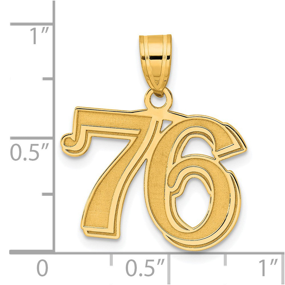 14k Polished Etched Number 76 Pendant
