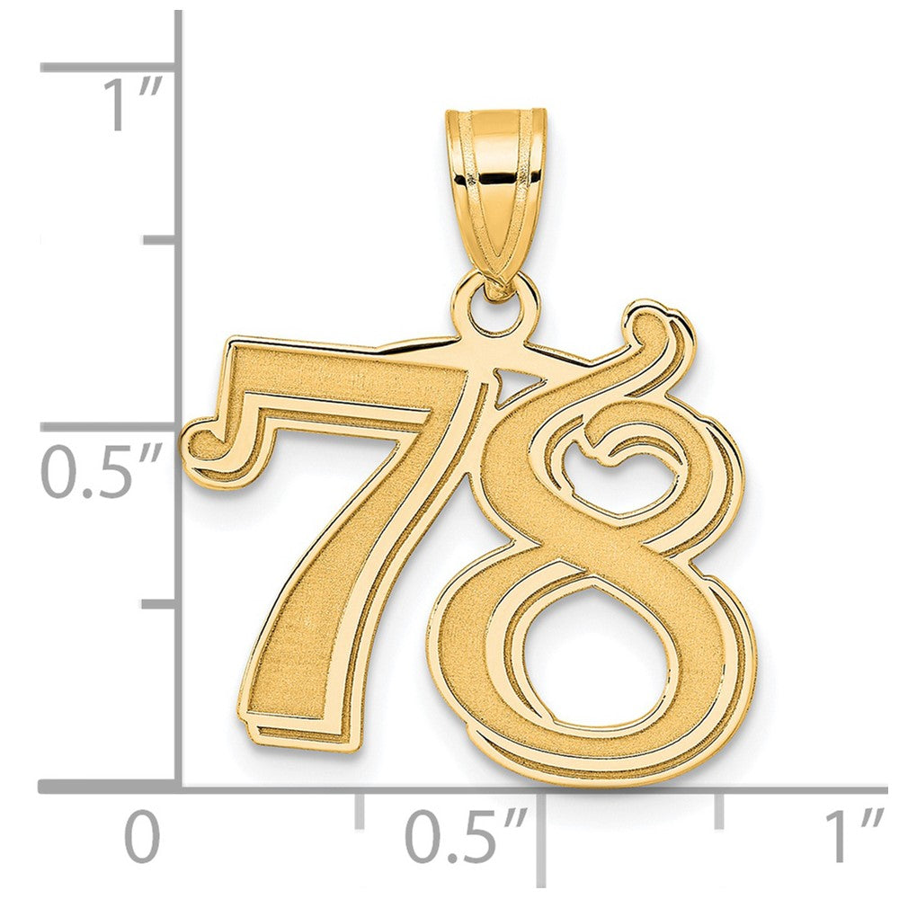 14k Polished Etched Number 78 Pendant