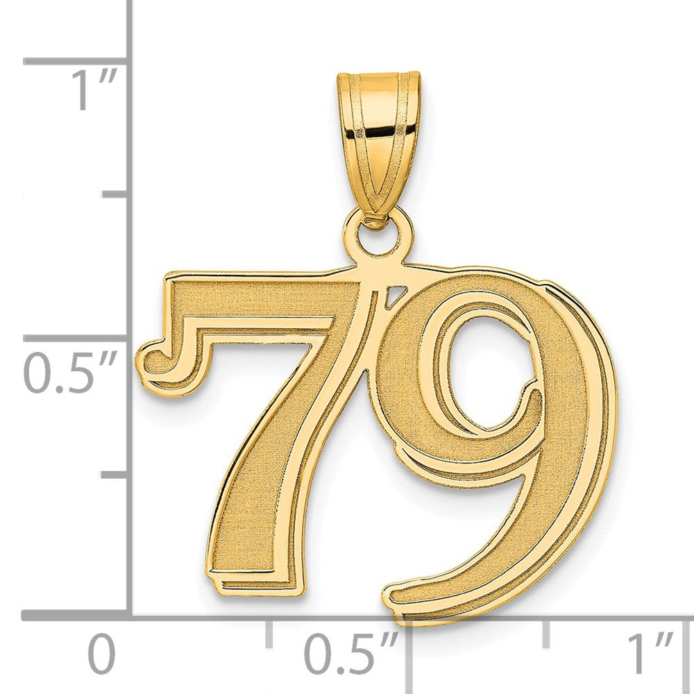 14k Polished Etched Number 79 Pendant