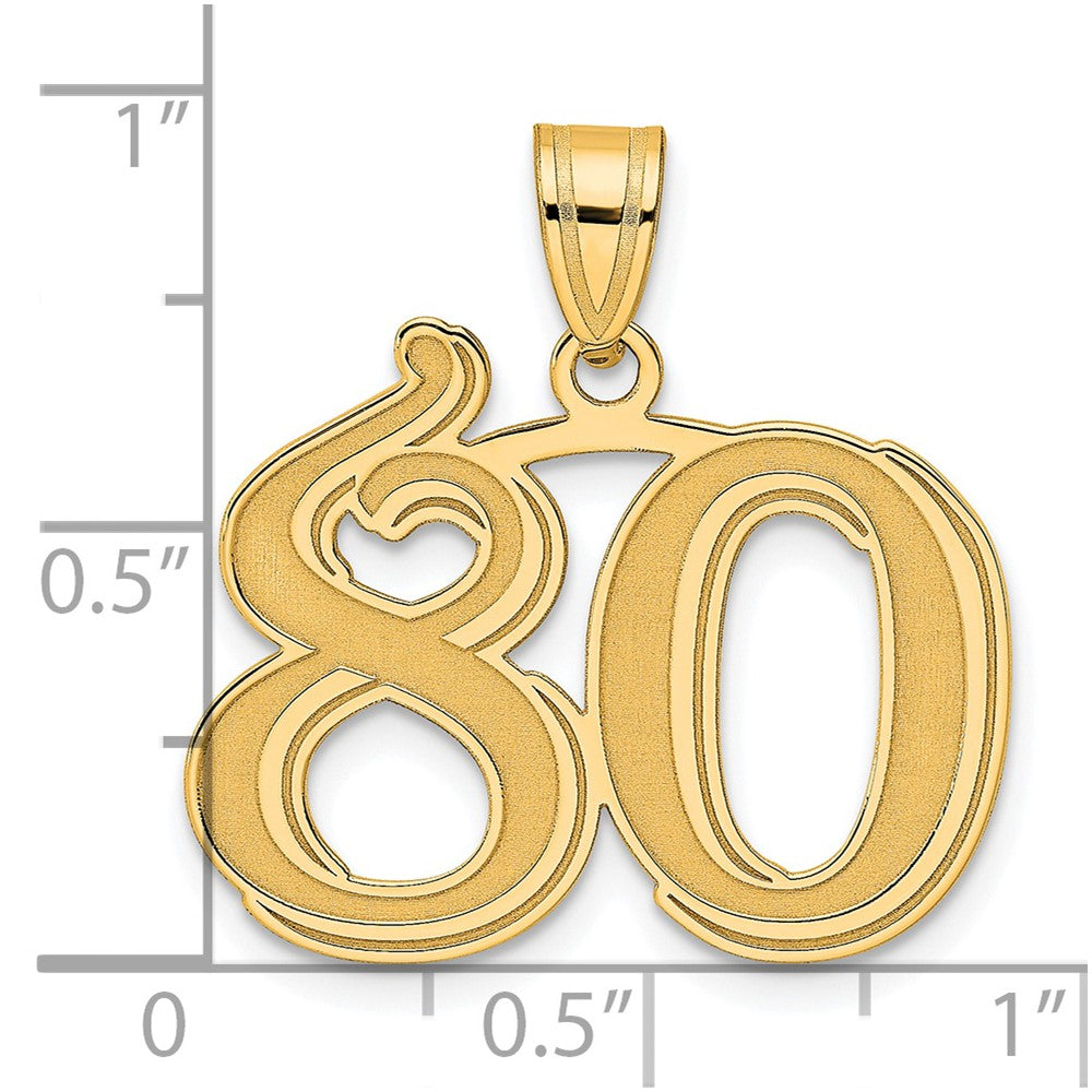 14k Polished Etched Number 80 Pendant
