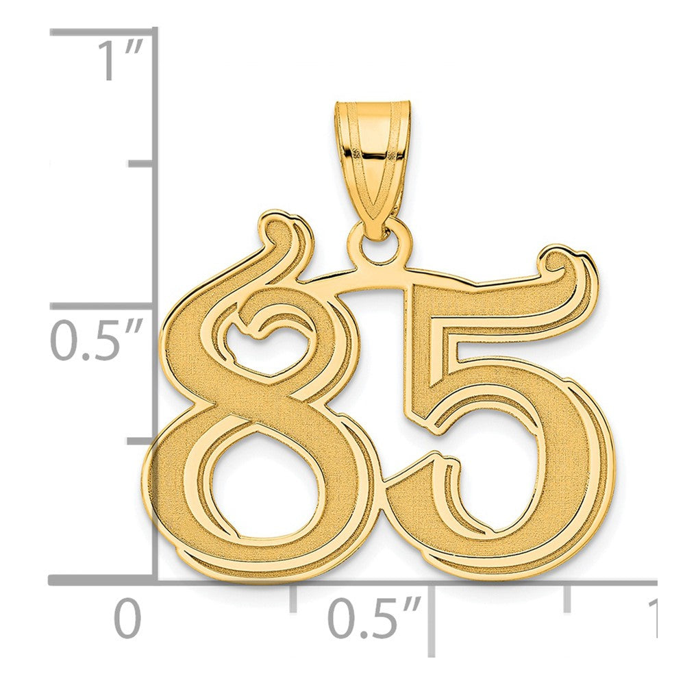 14k Polished Etched Number 85 Pendant