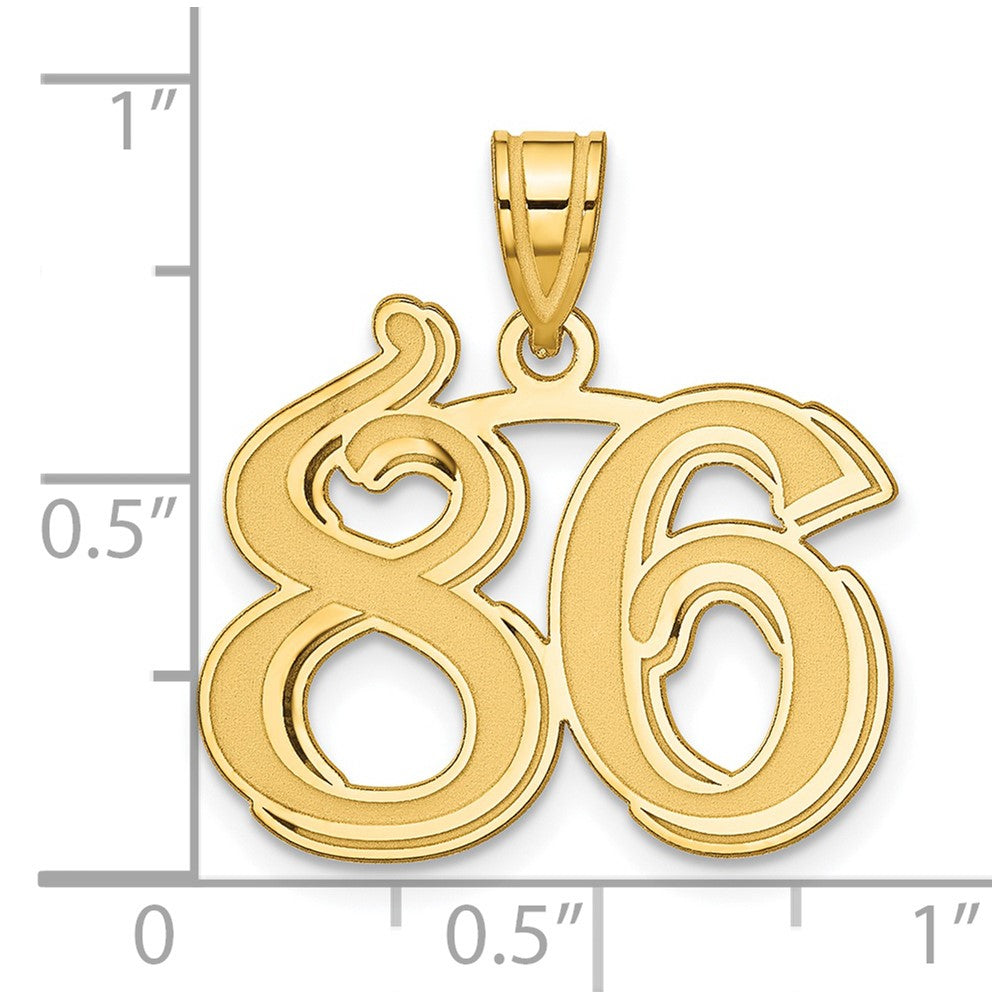 14k Polished Etched Number 86 Pendant