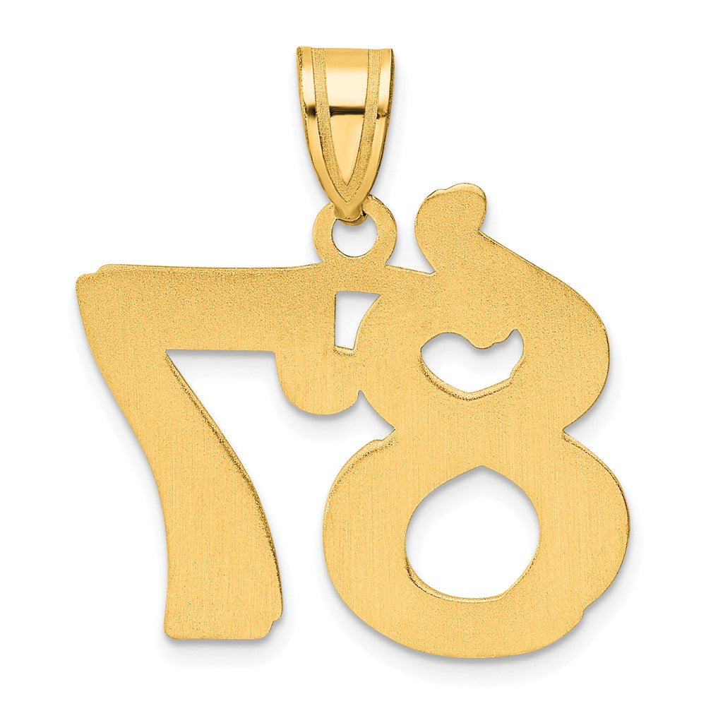 14k Polished Etched Number 87 Pendant