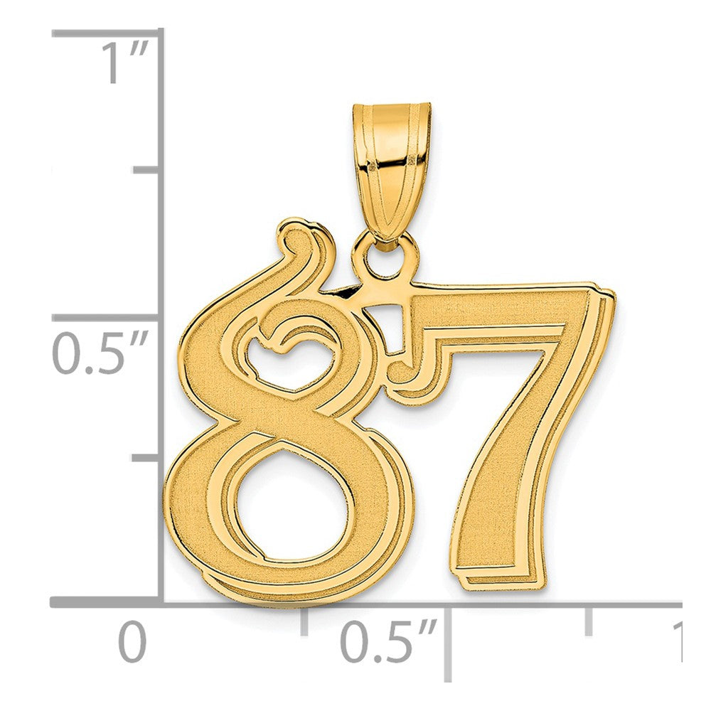 14k Polished Etched Number 87 Pendant