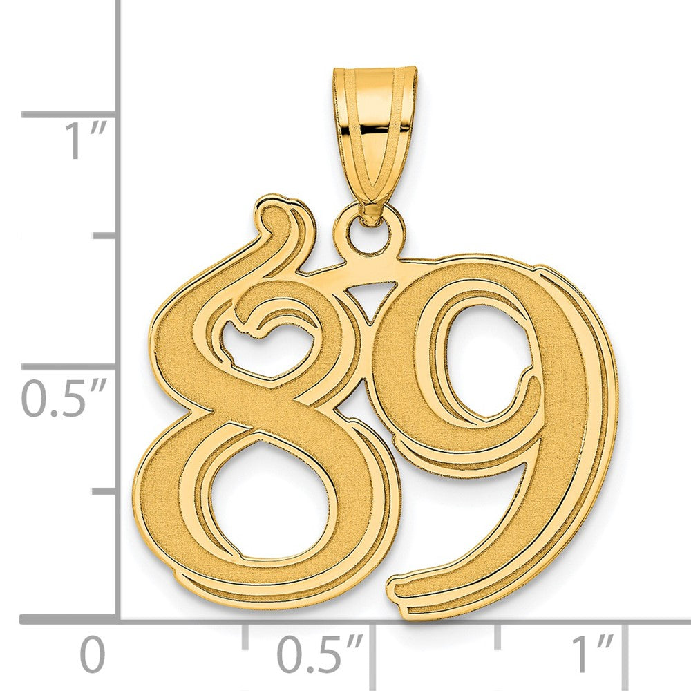 14k Polished Etched Number 89 Pendant