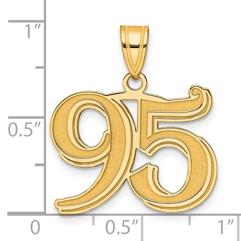 14k Polished Etched Number 95 Pendant