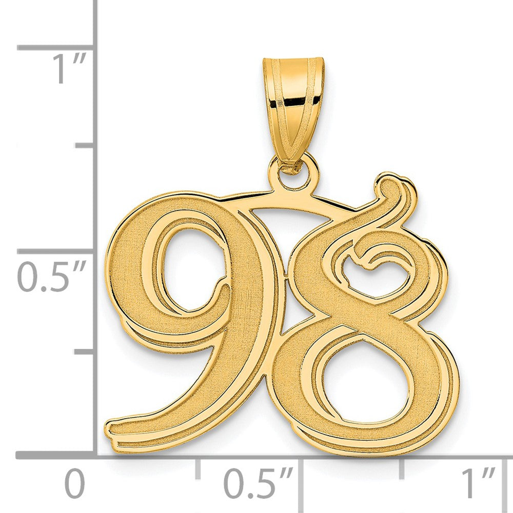14k Polished Etched Number 98 Pendant