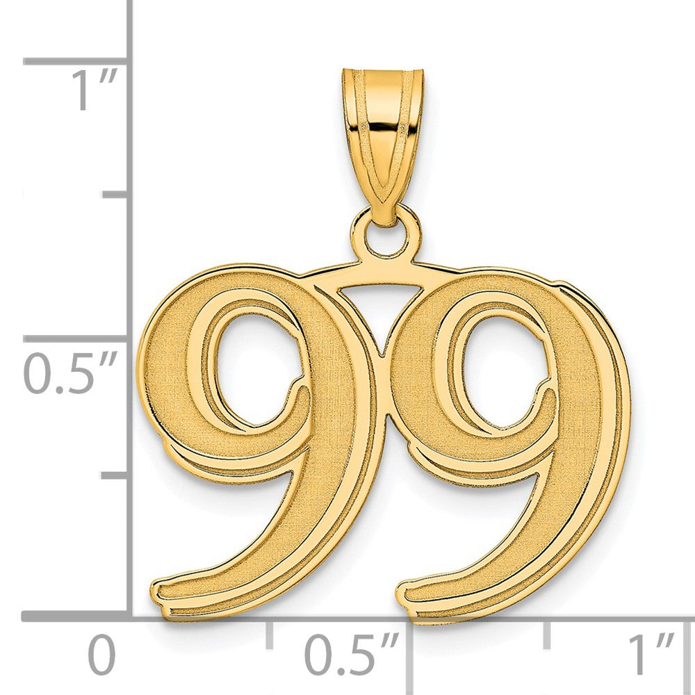 14k Polished Etched Number 99 Pendant