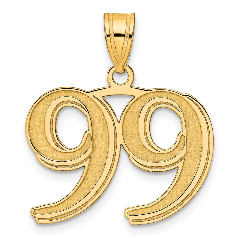 14k Polished Etched Number 99 Pendant