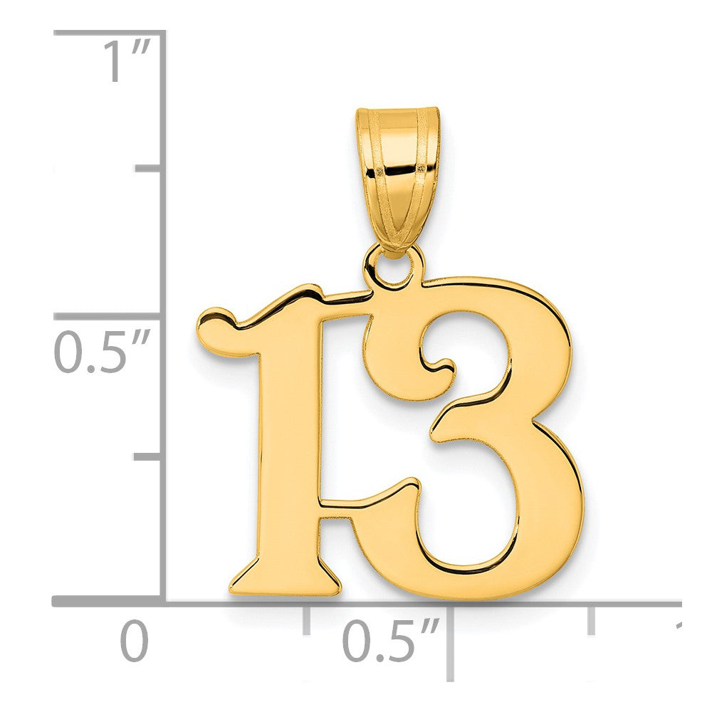14k Polished Number 13 Pendant