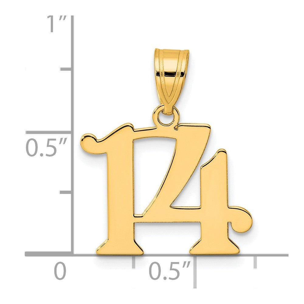 14k Polished Number 14 Pendant