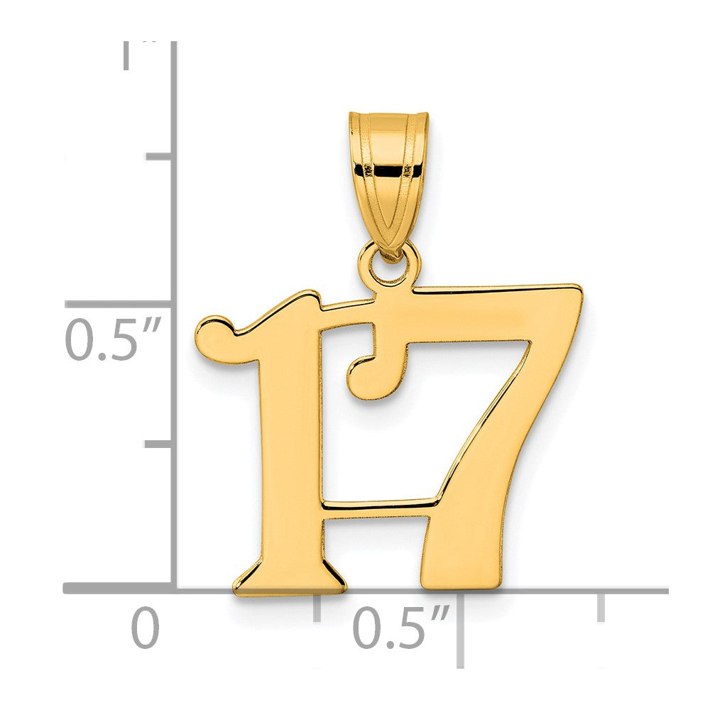 14k Polished Number 17 Pendant