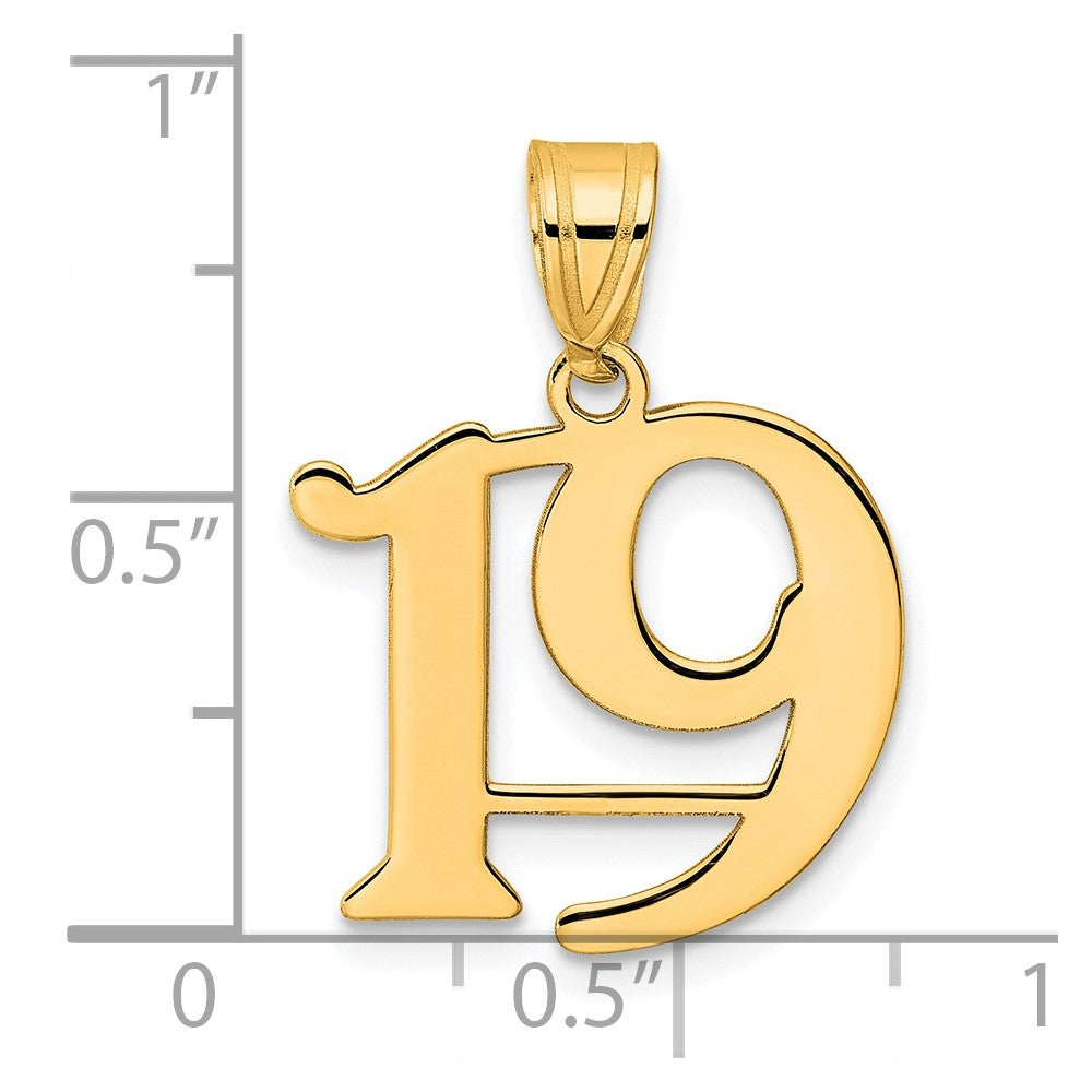 14k Polished Number 19 Pendant
