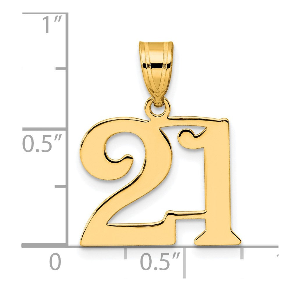 14k Polished Number 21 Pendant