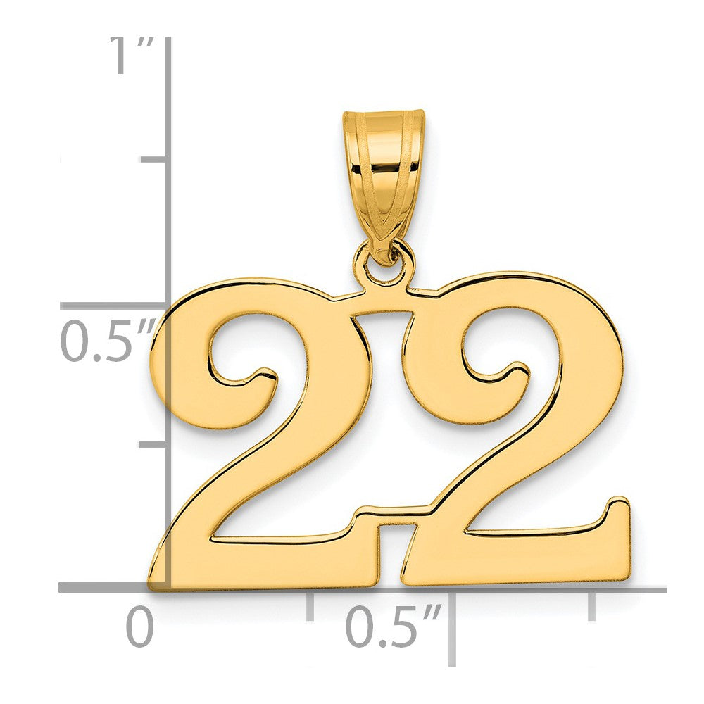 14k Polished Number 22 Pendant