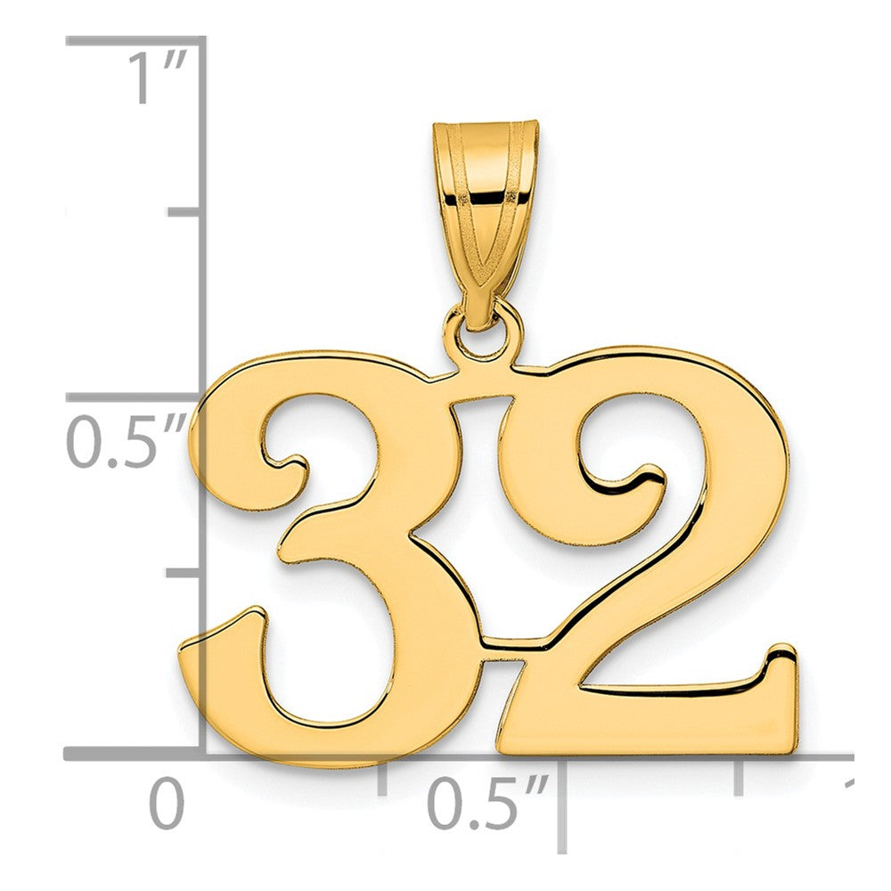 14k Polished Number 32 Pendant