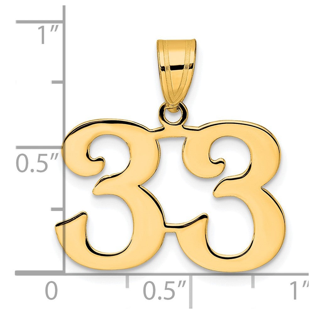 14k Polished Number 33 Pendant