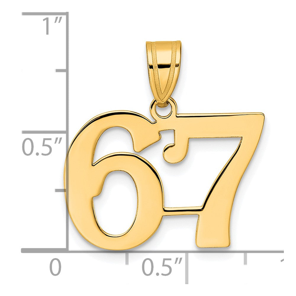 14k Polished Number 67 Pendant