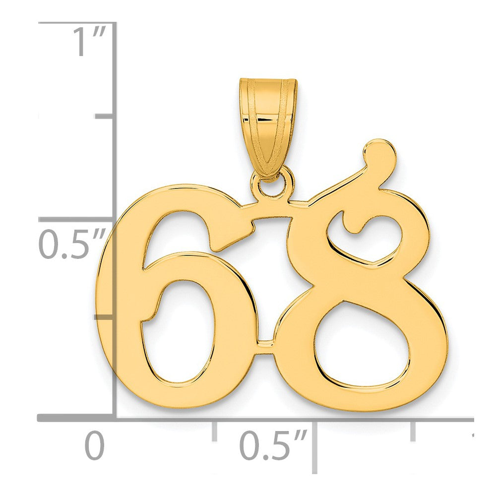 14k Polished Number 68 Pendant