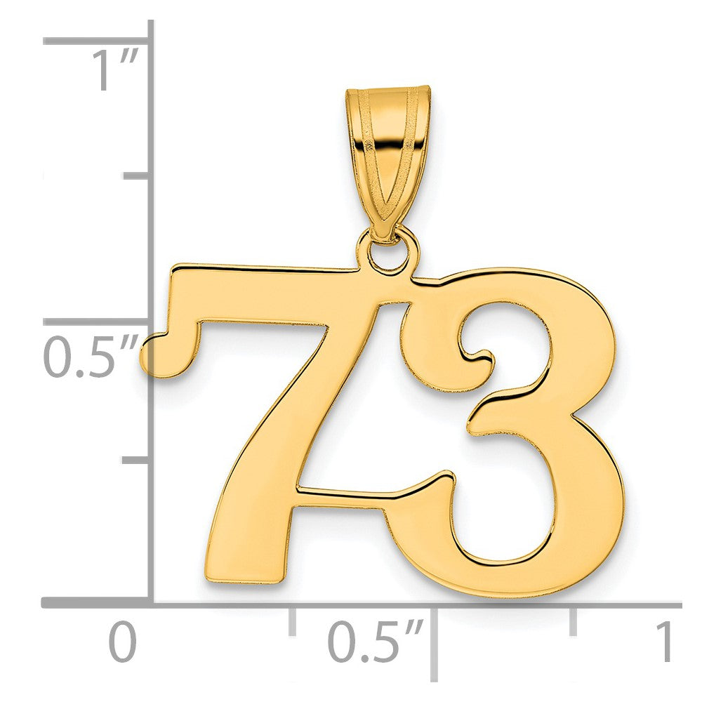 14k Polished Number 73 Pendant