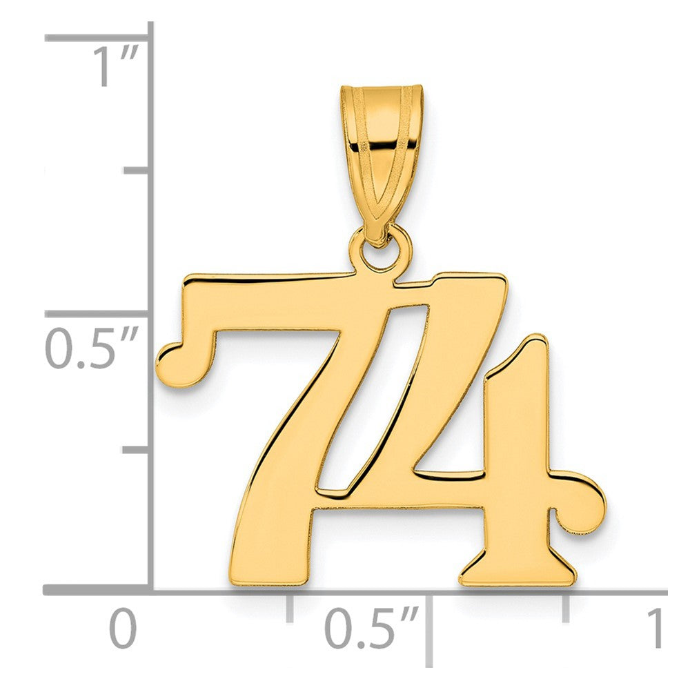 14k Polished Number 74 Pendant