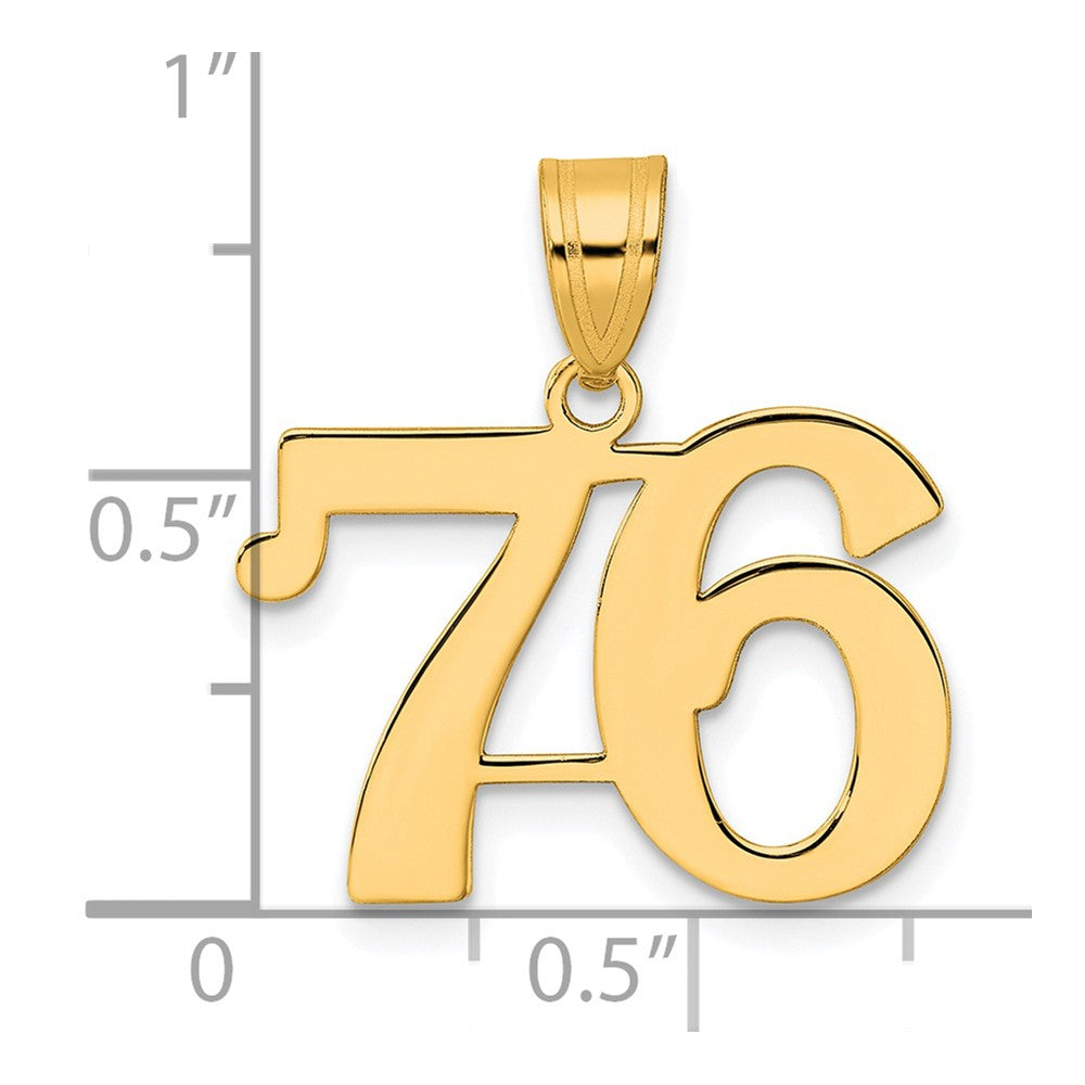 14k Polished Number 76 Pendant