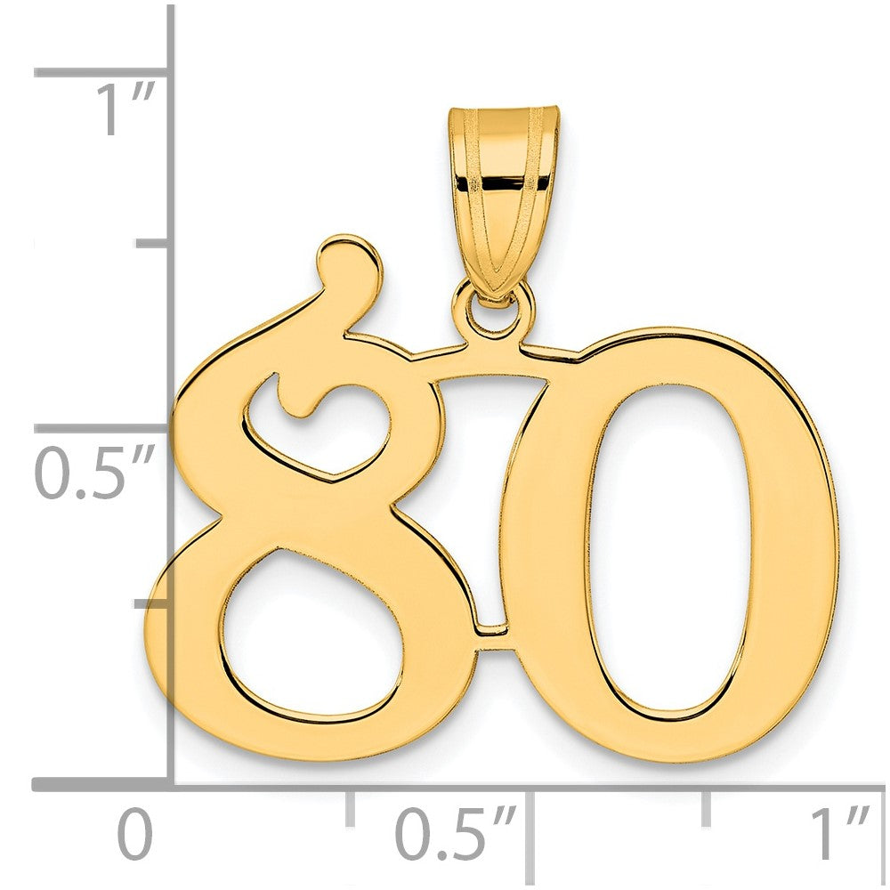 14k Polished Number 80 Pendant