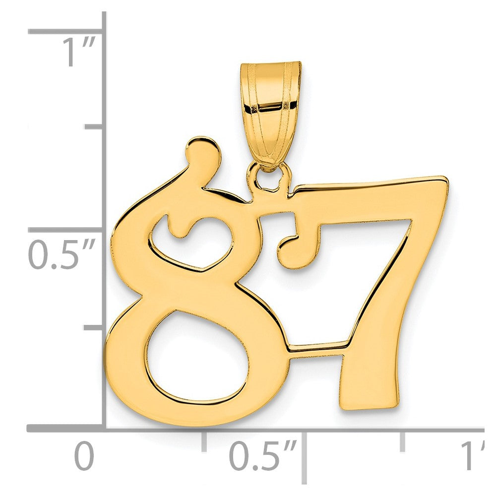 14k Polished Number 87 Pendant