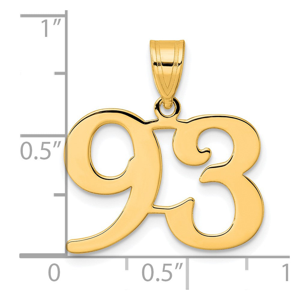 14k Polished Number 93 Pendant
