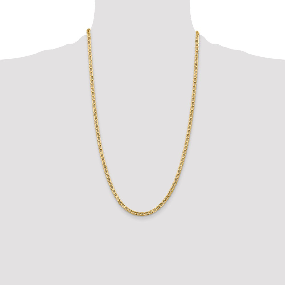 14K 26 inch 4mm Semi-Solid Anchor with Lobster Clasp Chain