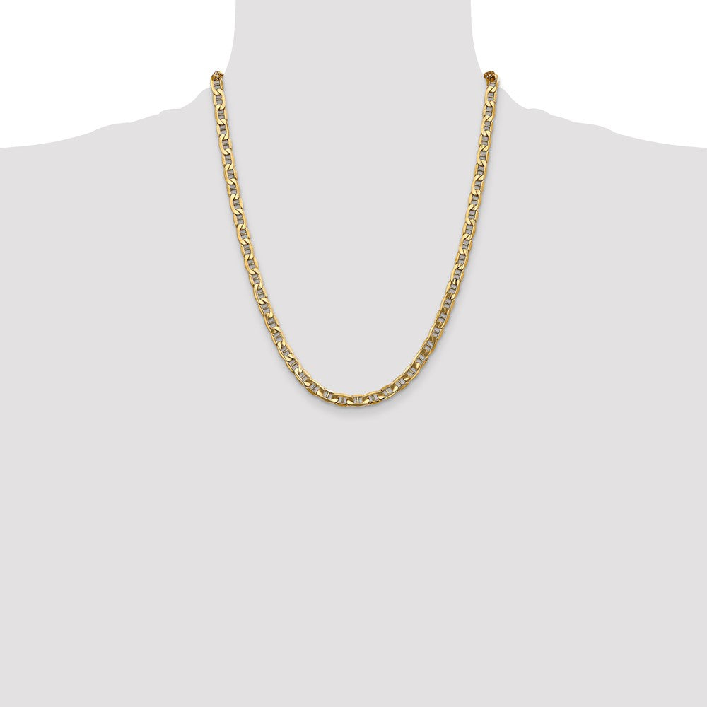 14K 22 inch 5.5mm Semi-Solid Anchor with Lobster Clasp Chain