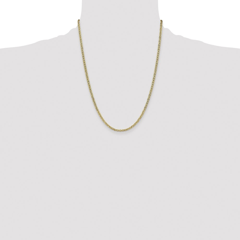 14K 22 inch 3.2mm Semi-Solid Anchor with Lobster Clasp Chain