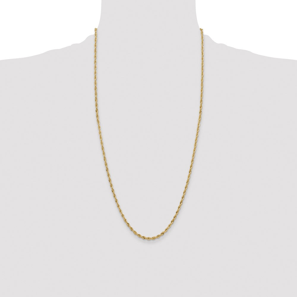 14K 28 inch 3mm Semi Solid Rope with Lobster Clasp Chain