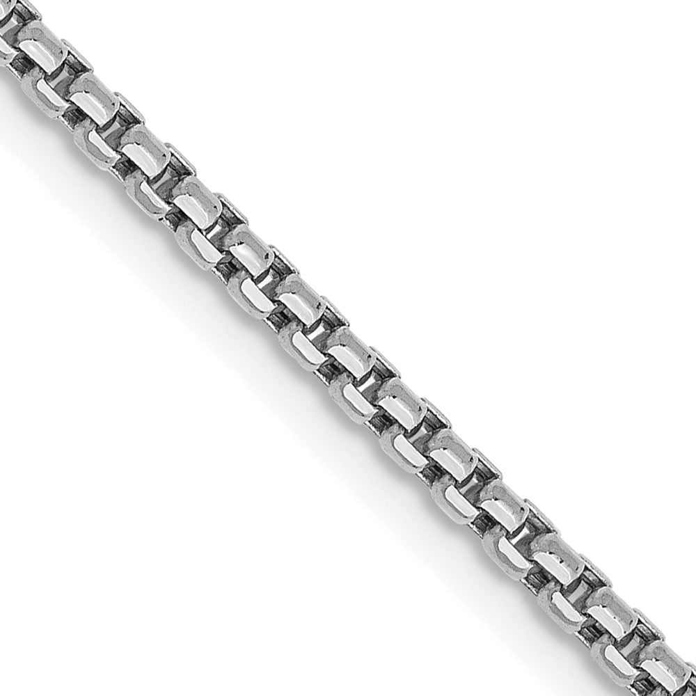 14K White Gold 26 inch 1.75mm Semi-Solid Round Box with Lobster Clasp Chain